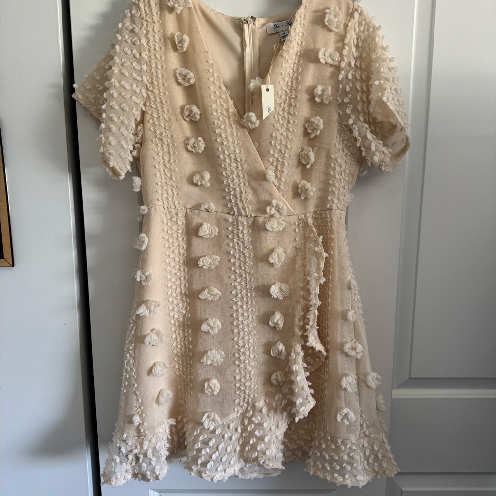 She + Sky Cream Textured Dress